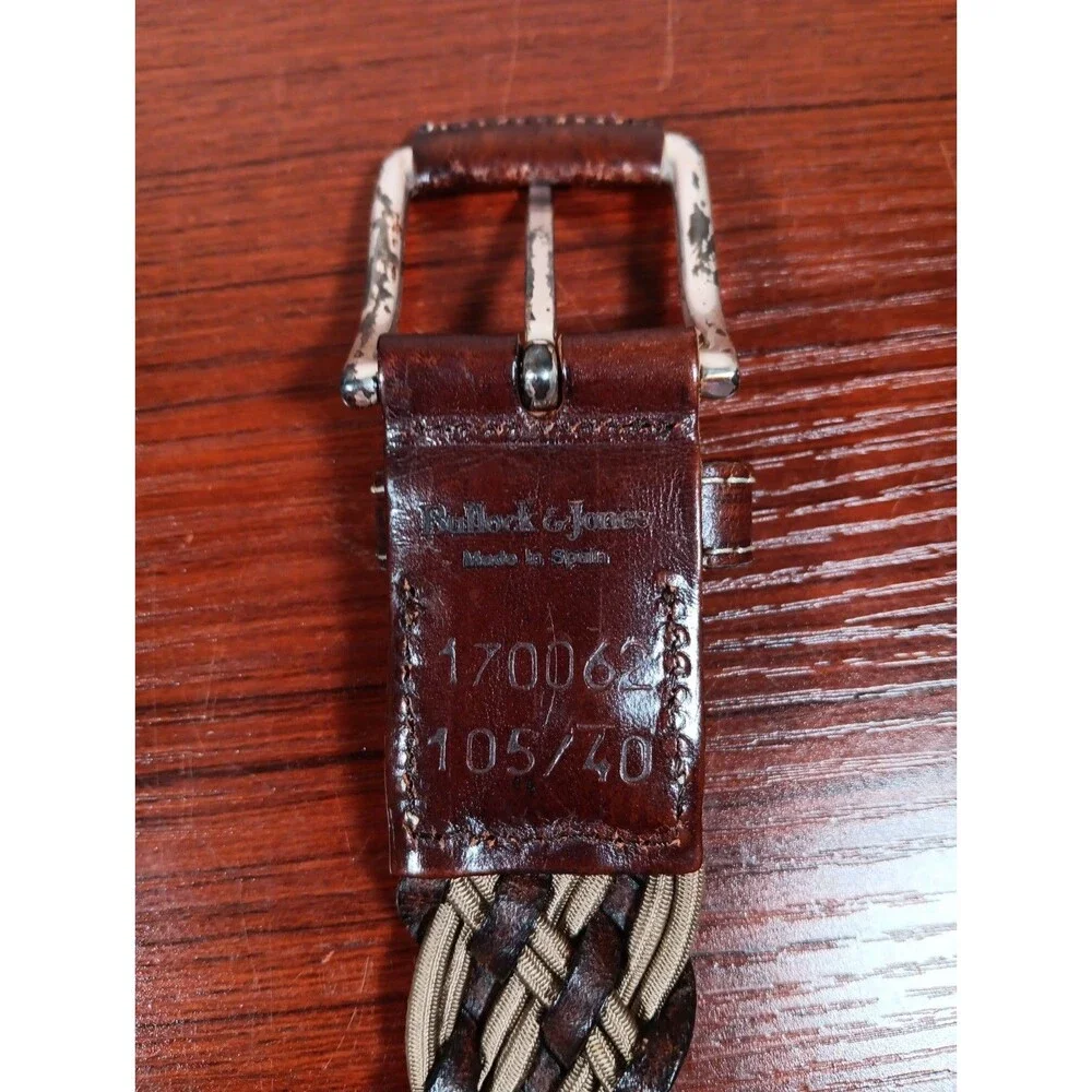 VTG Bullock & Jones Handmade Leather & Cord Braided Belt Size 40/105 Brown Spain
